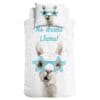 Little Monster Kinderdekbedovertrek - No Drama Llama Wit - 140x200/220 cm